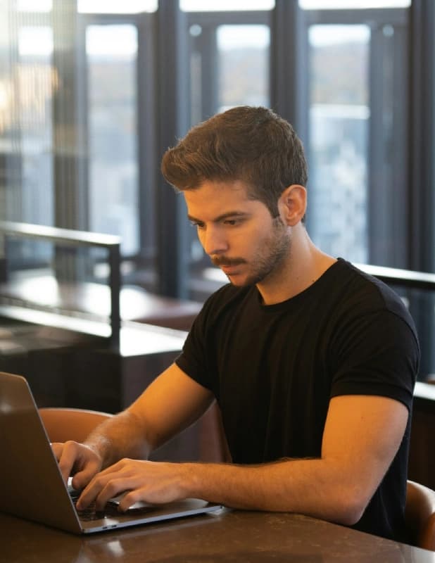 Developer working on laptop